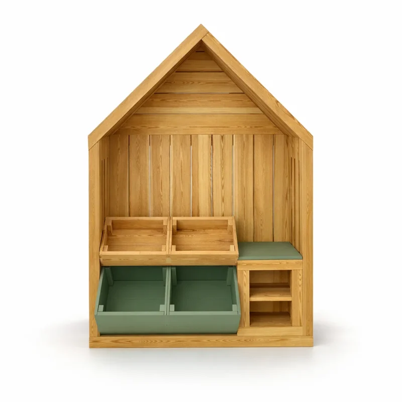 MINI DOMEK TEMATYCZNY „MINI SKLEP” – DREWNIANY MODUŁ ŚCIENNY 120×180×37 cm